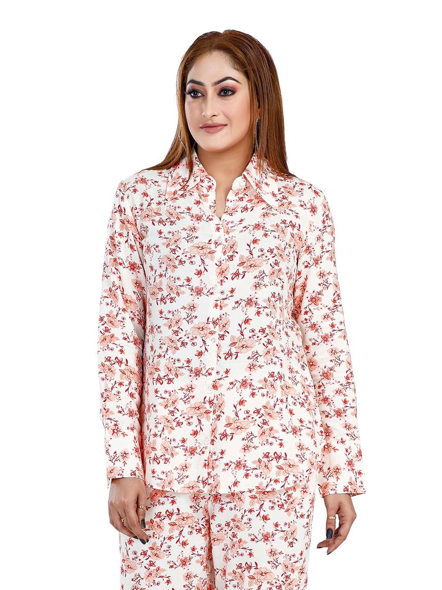 Nino Bambino White & Peach Printed Shirt With Pants