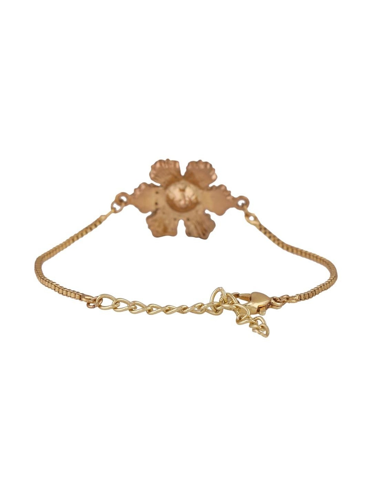 Estele Gold-Plated Holy Floral Bracelet with Austrian Red & White Crystals for Women