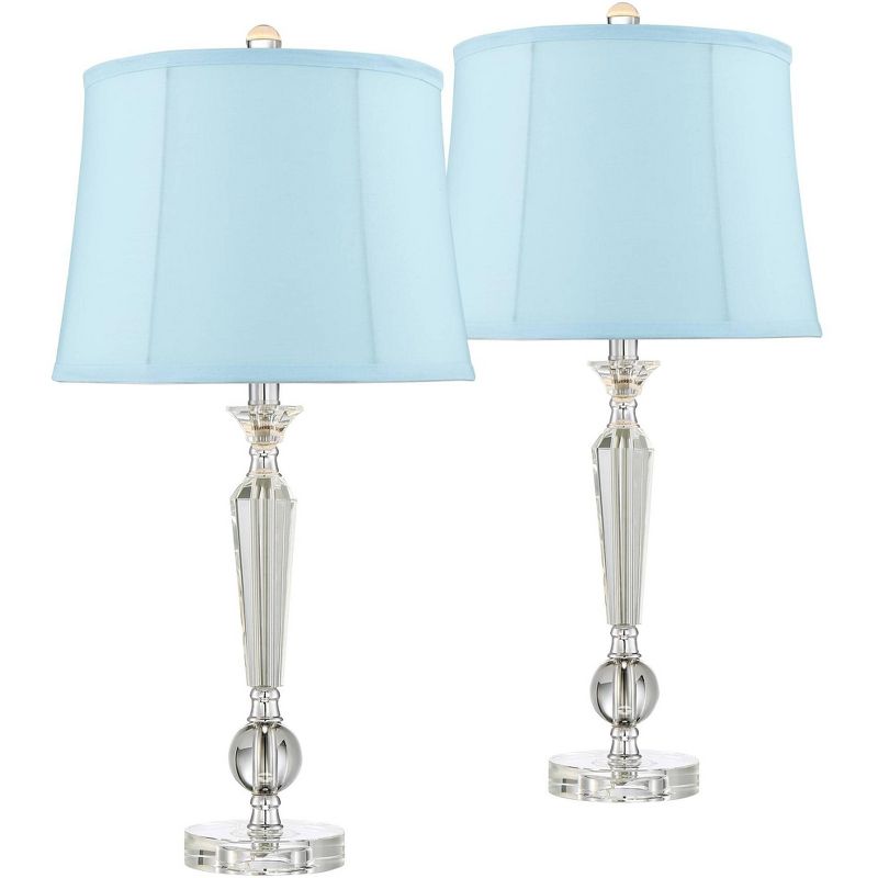 Vienna Full Spectrum Jolie Candlestick Crystal Blue Softback Table Lamps Set of 2