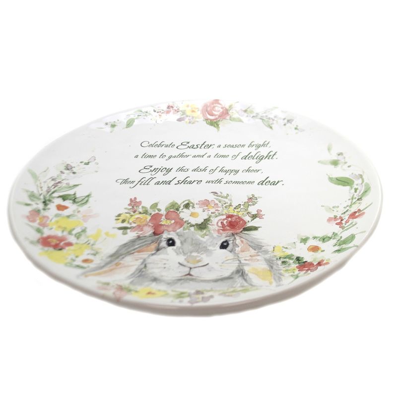 Tabletop 11.75" Sweet Bunny Pass Along Plate Spring Floral Easter Lop Eared Certified International  -  Dining Plates