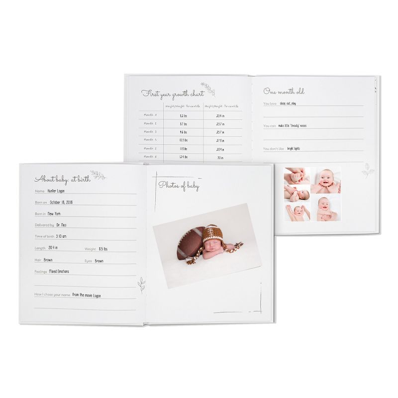 KeaBabies Baby First 5 Years Memory Book Journal, White