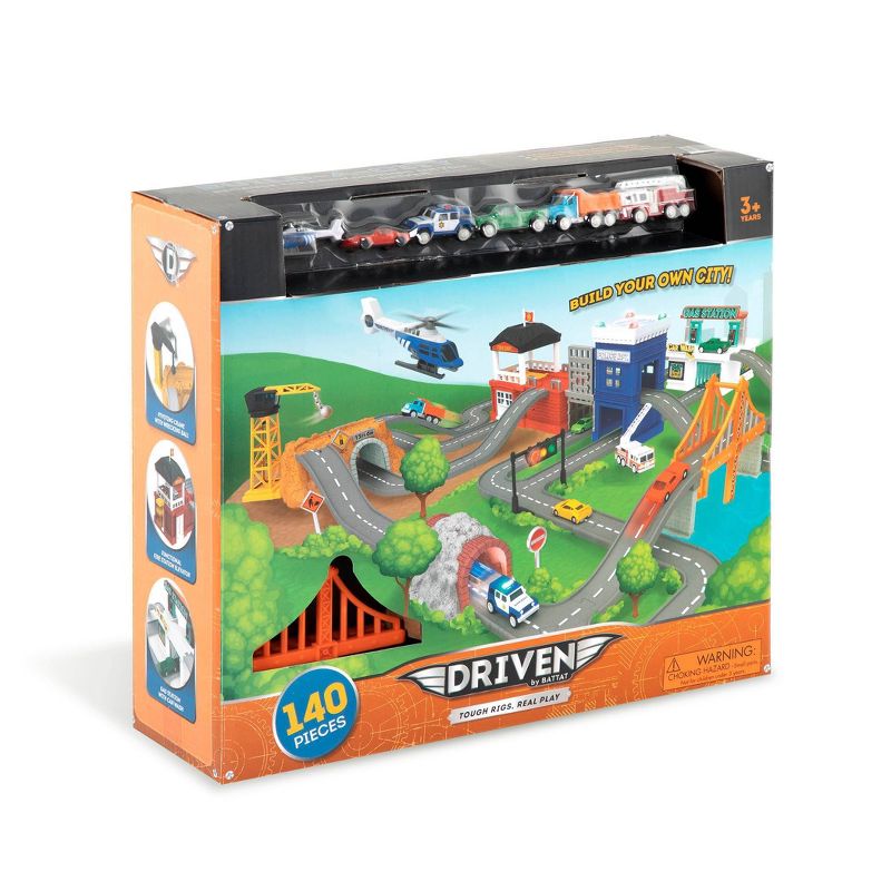 DRIVEN – Truck Playset with Fire Station – Build-A-City - 140 pc