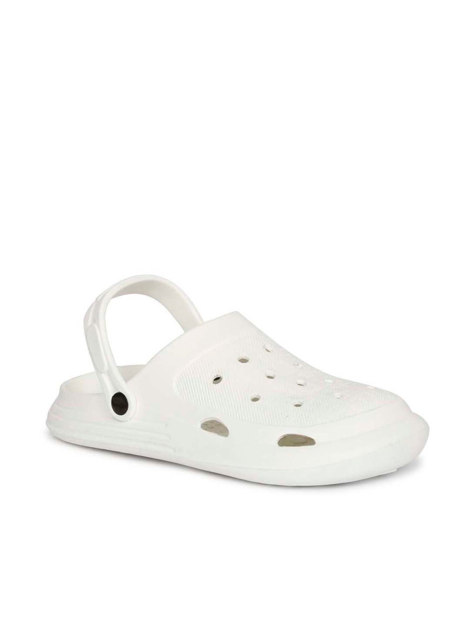 Mozafia Men's White Back Strap Clogs