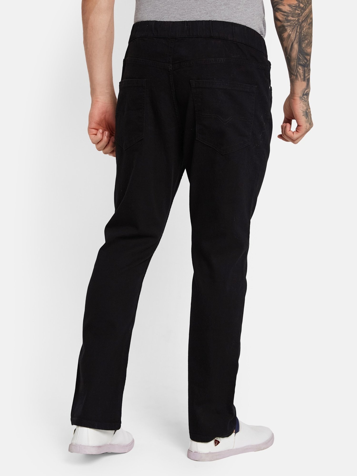 Octave Black Cotton Regular Fit Jeans