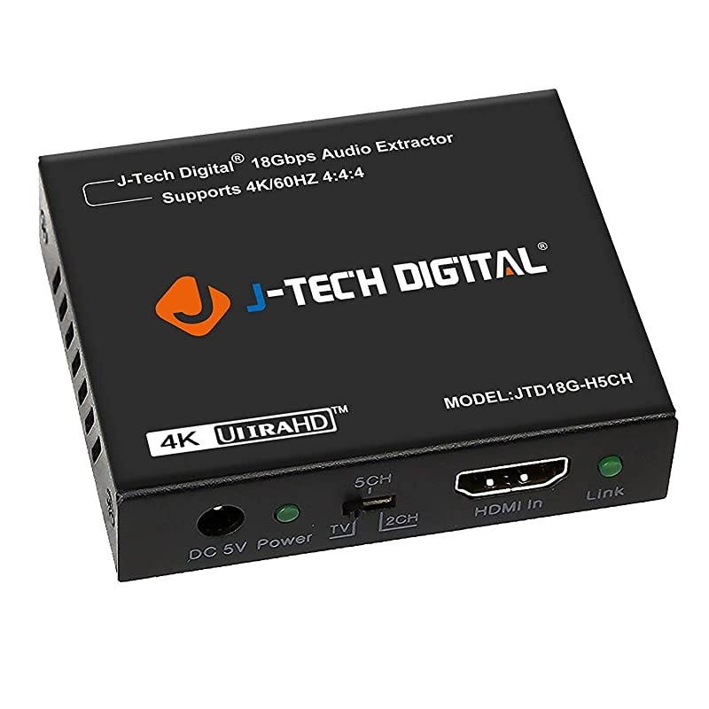 4K 60HZ HDMI Audio Extractor Converter SPDIF + 35MM Output Supports HDMI 20 18Gpbs Bandwidth HDCP 22 Dolby DigitalDTS Passthrough CEC HDR10 JTD18GH5CH