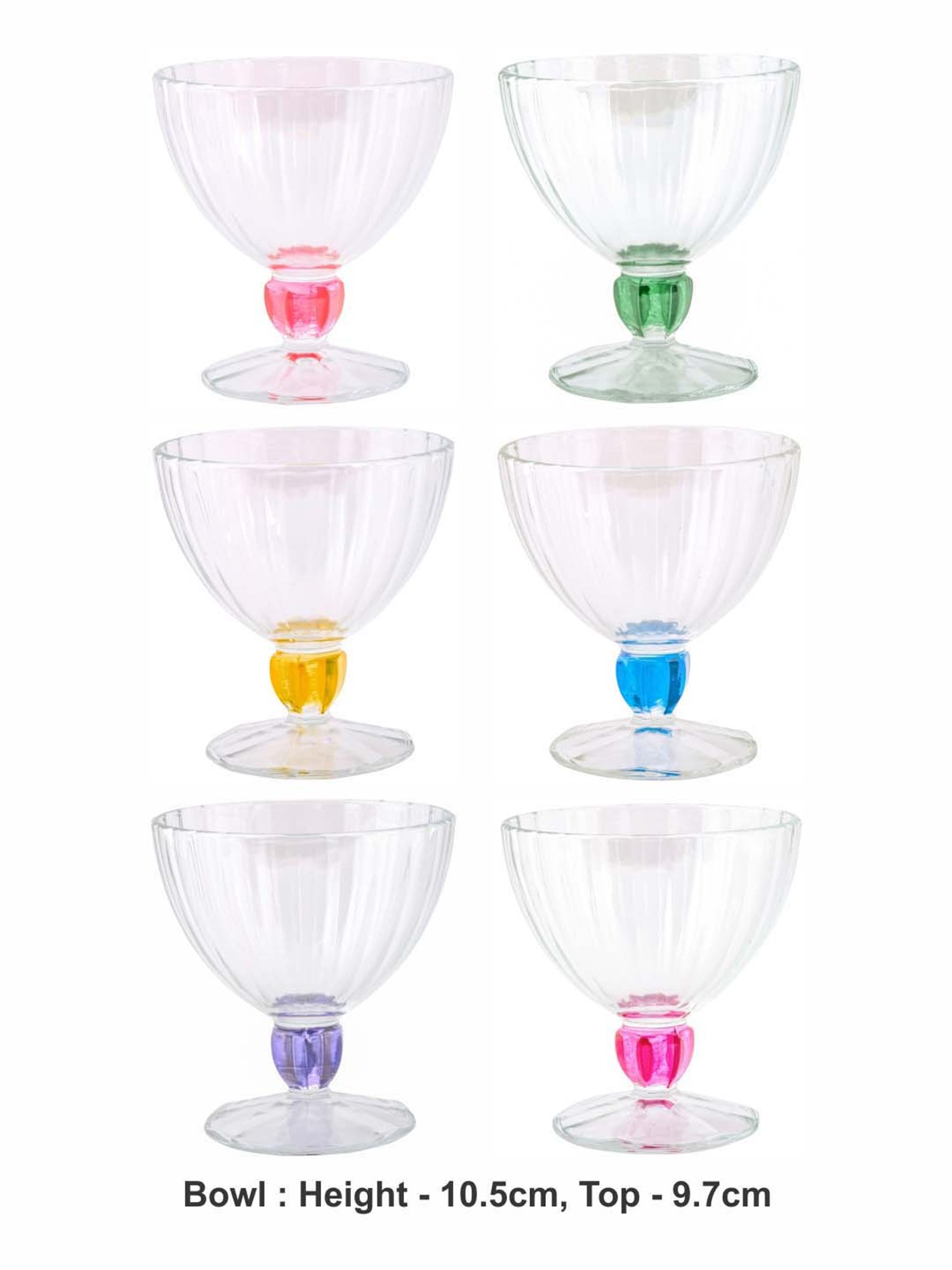 Luminarc Multicolor Glass Ice-Cream Bowl - Set of 6