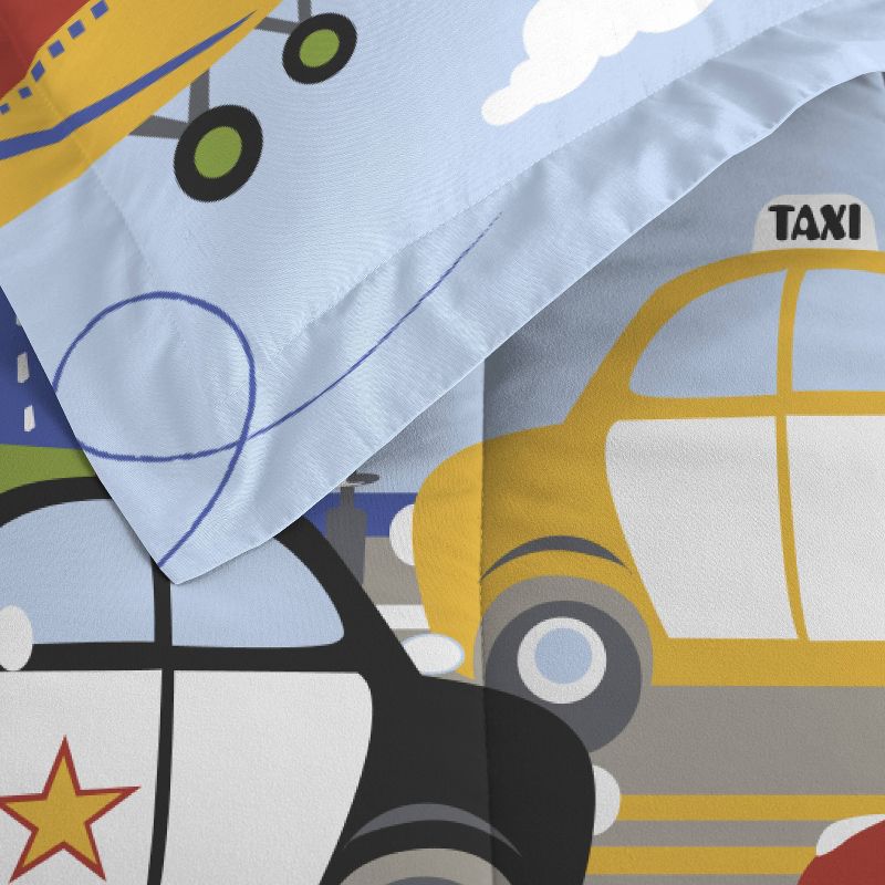 Dream Factory Trains and Trucks Mini Bed in a Bag - Blue (Twin)