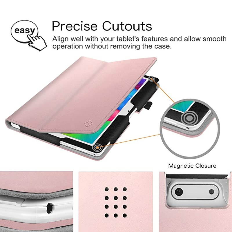 Case for Dragon Touch 10 inch K10 Notepad K10 Max10 Tablet Premium PU Leather Stand Cover Compatible Lectrus 101 Victbing 10 Hoozo 10 Winsing 10 ZONKO 101 Android Tablet Rose Gold