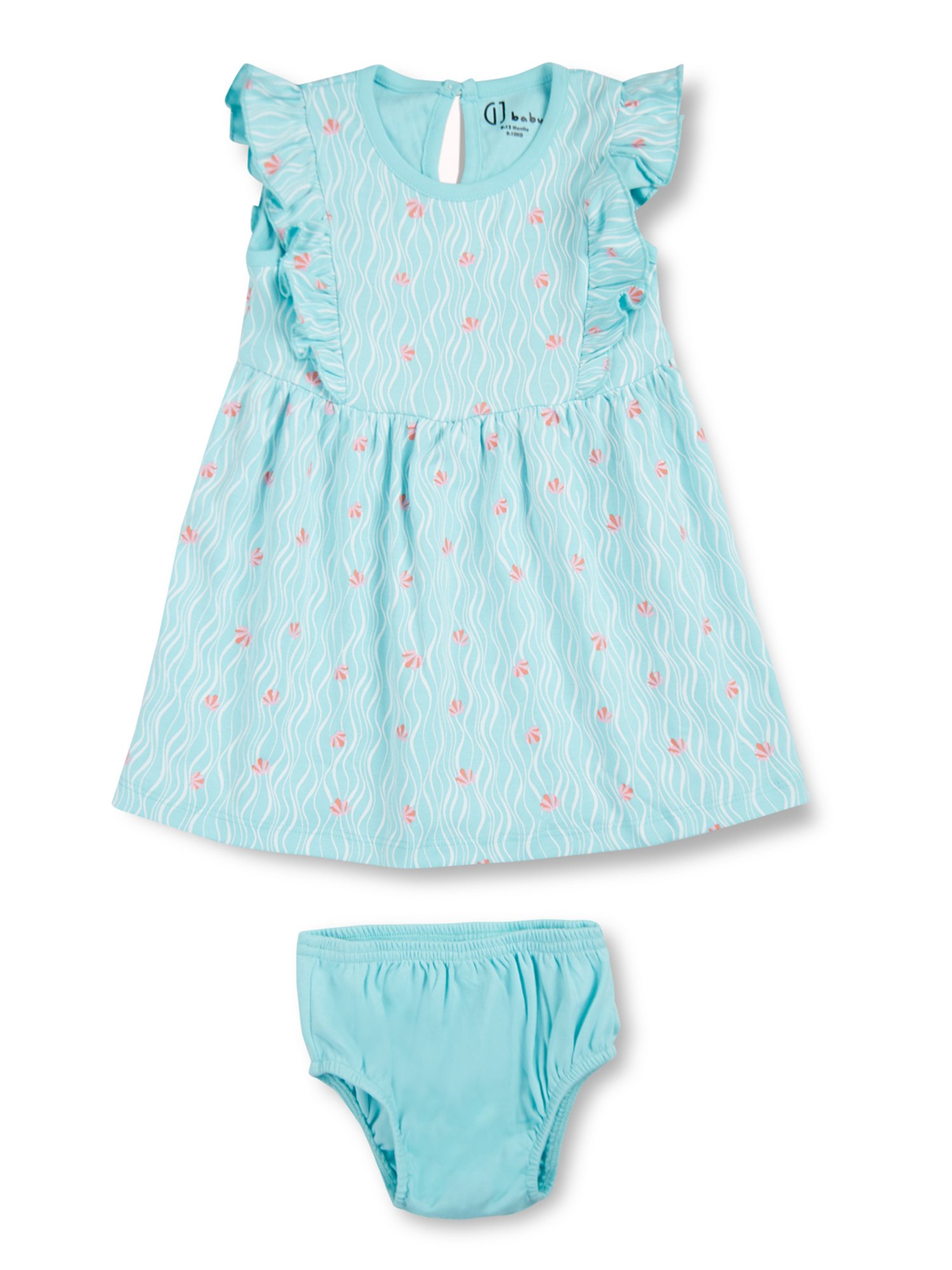 GJ baby  Blue Printed Dress with Bloomers