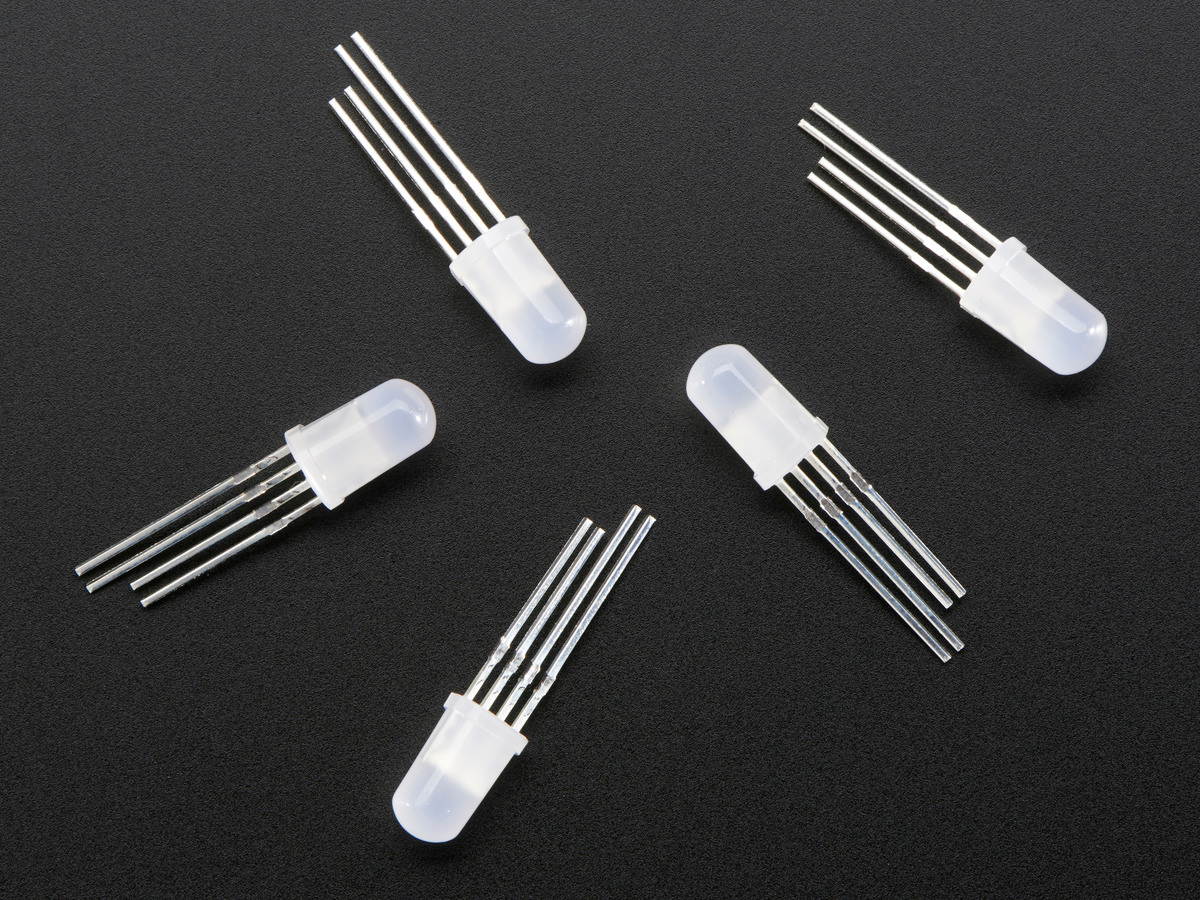Adafruit NeoPixel Diffused 5mm Through-Hole LED - 5 Pack