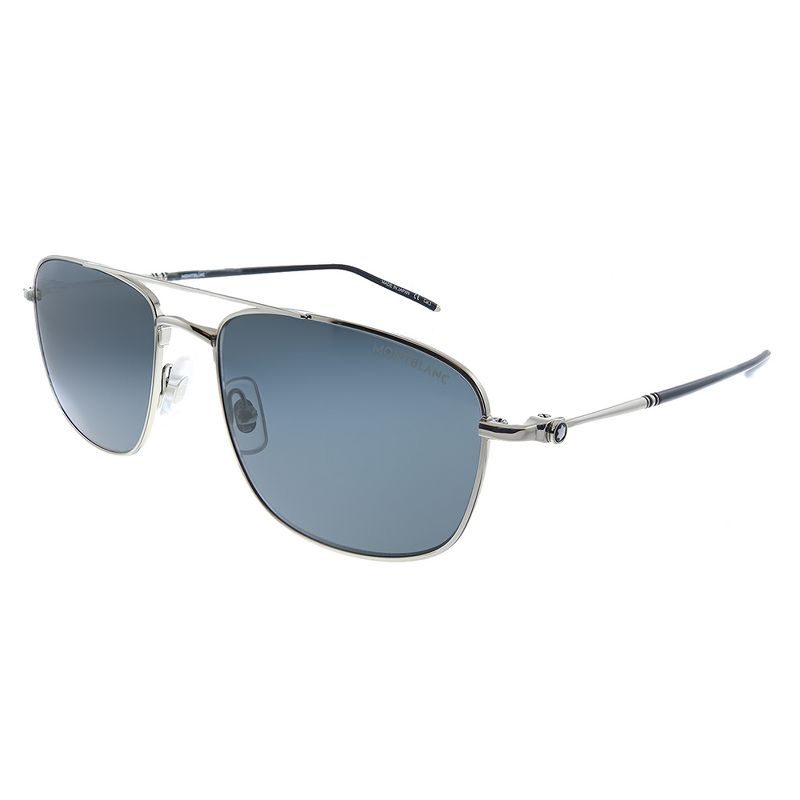 MontBlanc MB 0127S 001 Unisex Square Sunglasses Silver 56mm