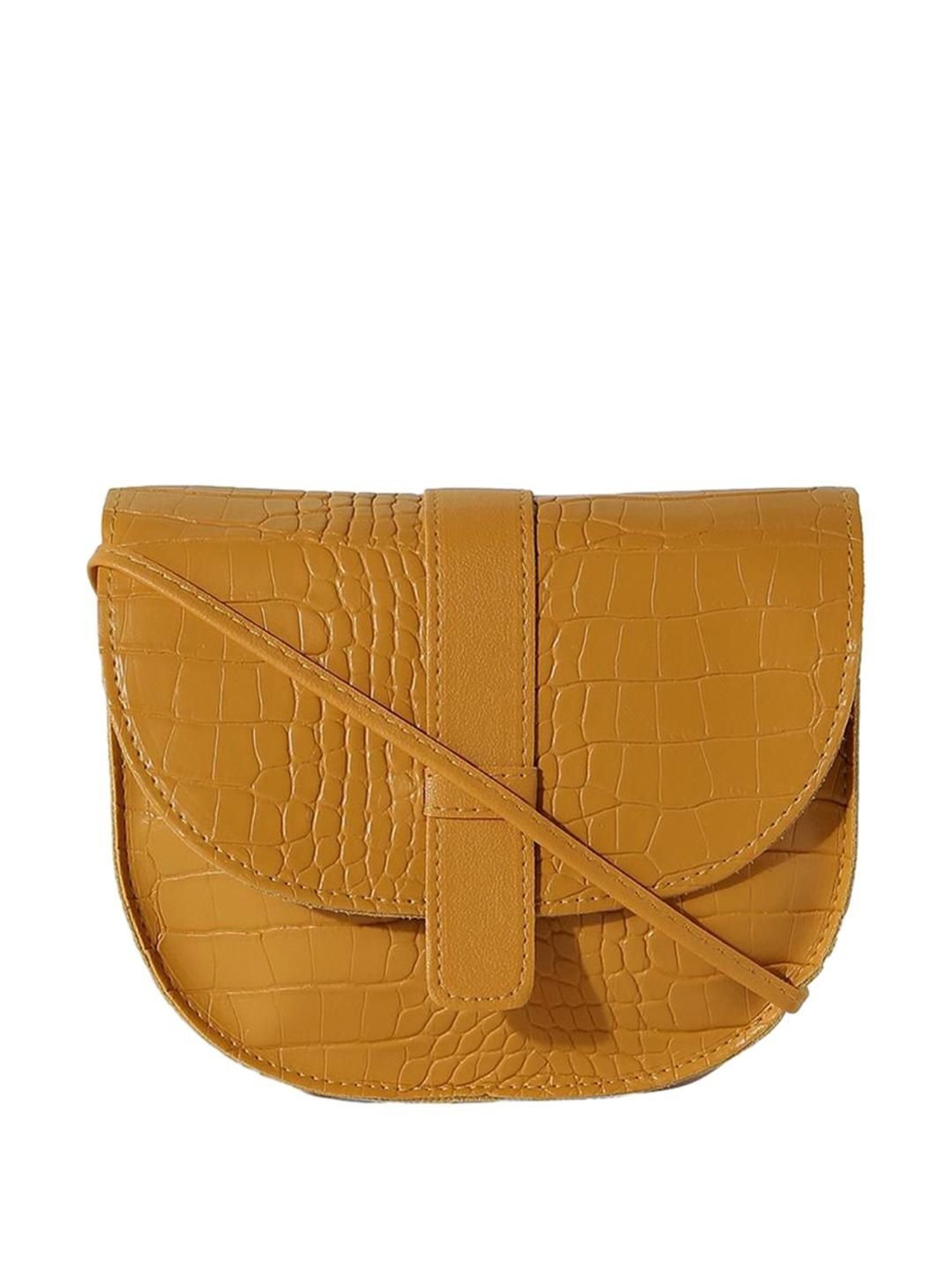 HauteSauce Yellow Textured Small Sling Handbag