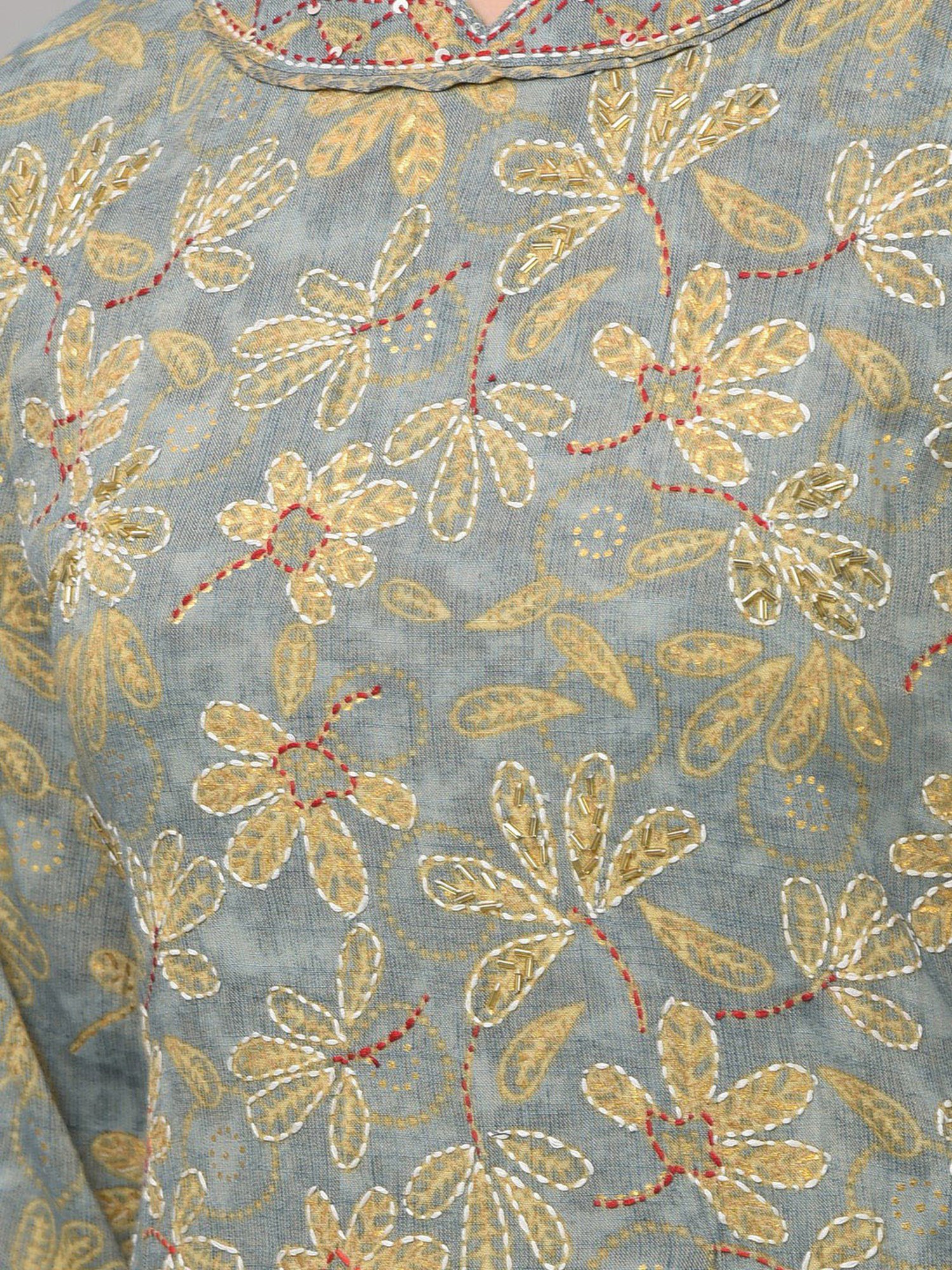 Dollar Missy Blue Embellished Kurta With Pants