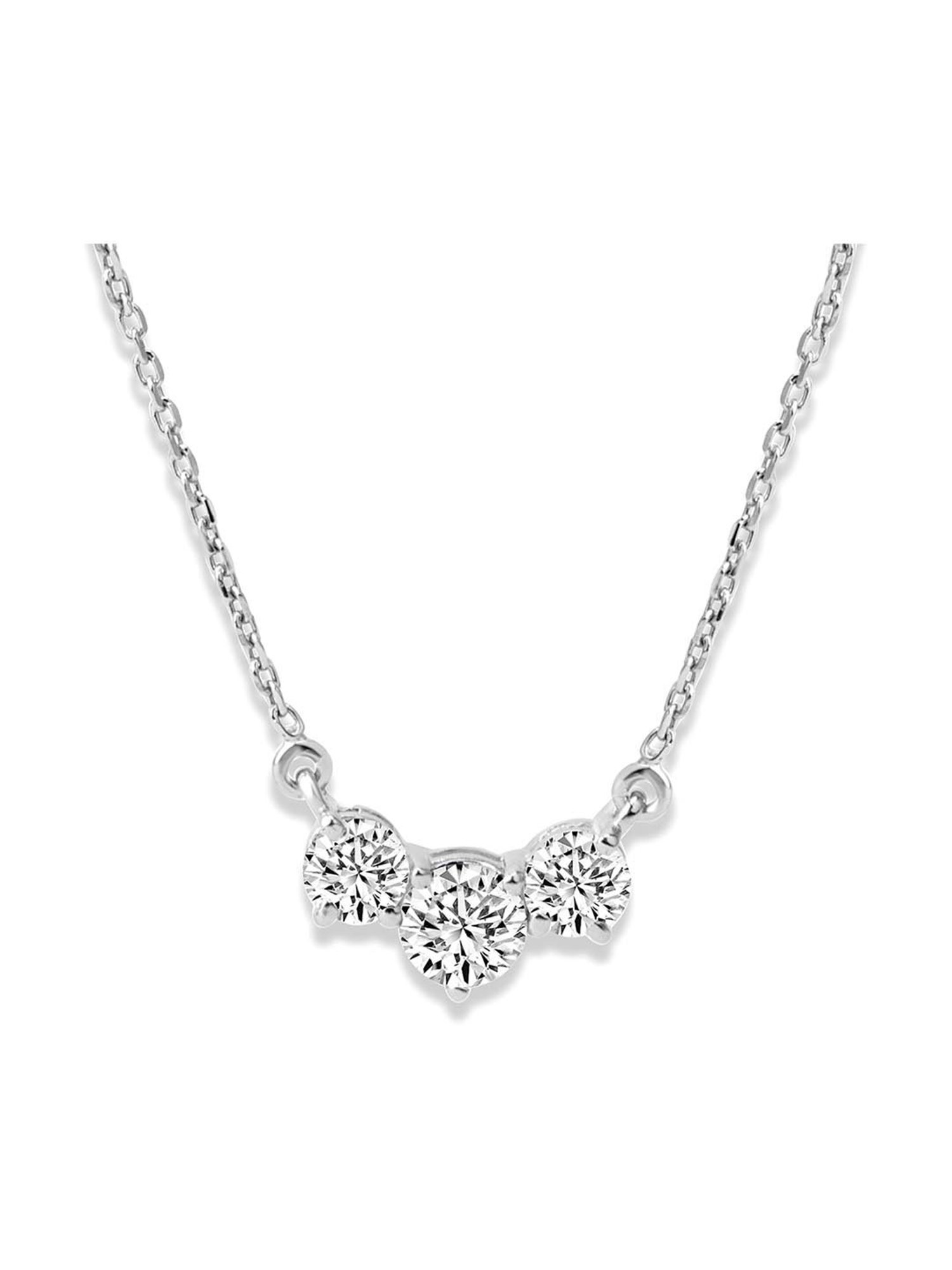 March by FableStreet 92.5 Sterling Silver Three-stone Studded Zircon Necklace