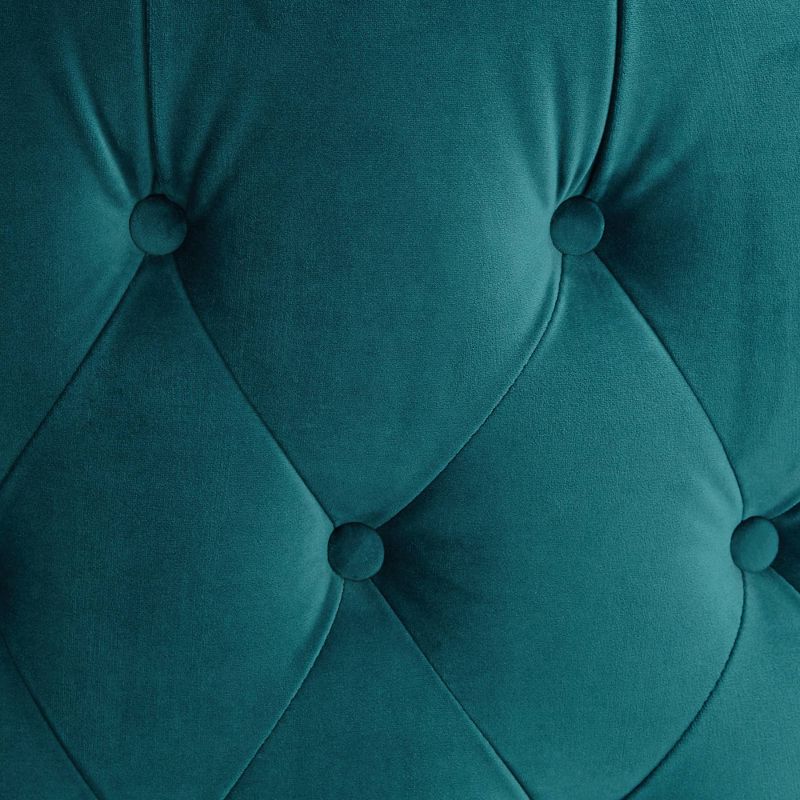 55 Downing Street Bridgerton Teal Green Velvet Tufted Swivel Accent Chair