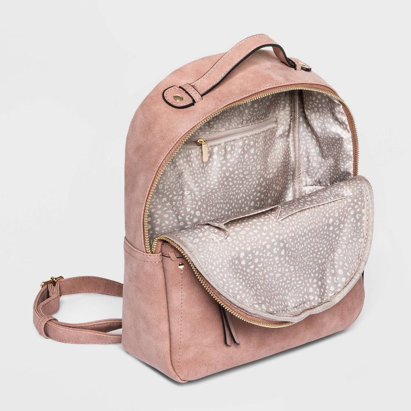 VR NYC Zip Closure Whipstitch Shoulder Handbag - Mauve