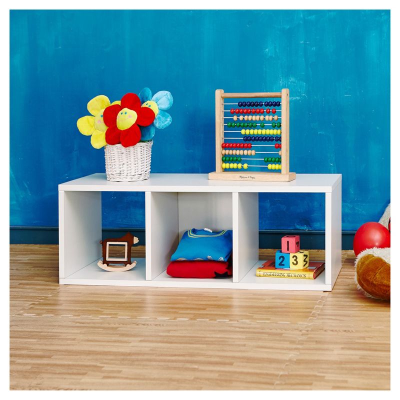 Way Basics Stackable 3 Cubby Eco Storage and Shoe Organizer White