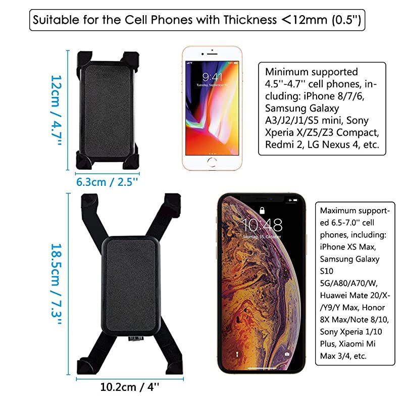 Bike Phone Mount 360&deg;Rotation,Universal Motorcycle Handlebar Mount Bicycle Phone Holder for iPhone 12,12 Pro Max,11,11 Pro Max,S9,S10 and More 3.5"-6.8" Cellphone(Black)