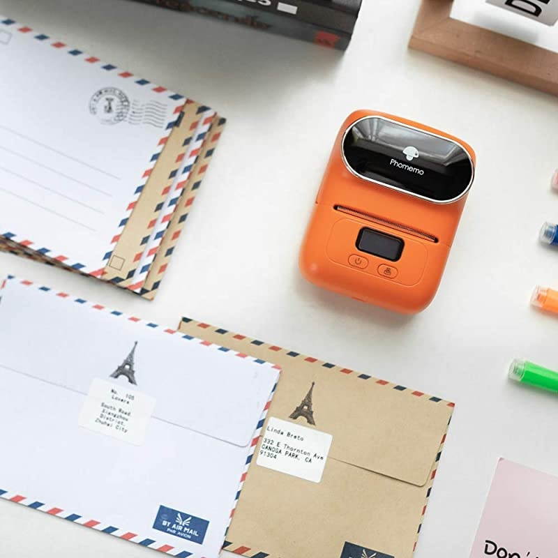 M110 Label Maker Portable Bluetooth Thermal Label Printer Apply to Clothing Jewelry Retail Mailing Barcode and More Compatible for Android amp iOS System Orange