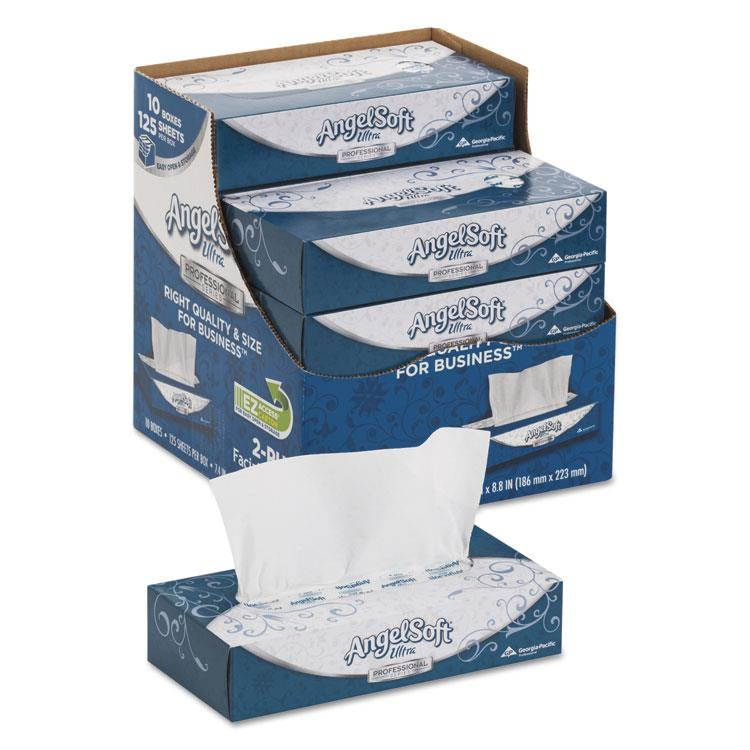 Georgia Pacific 48560 Angel Soft ps Ultra Premium Facial Tissue, White, 7.4" x 8.8",125/Box, 30/Carton