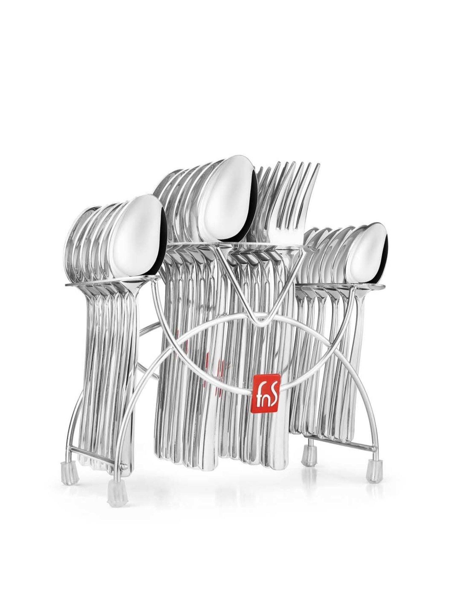 FnS Miami Silver Stainless Steel Cutlery - Set of 24