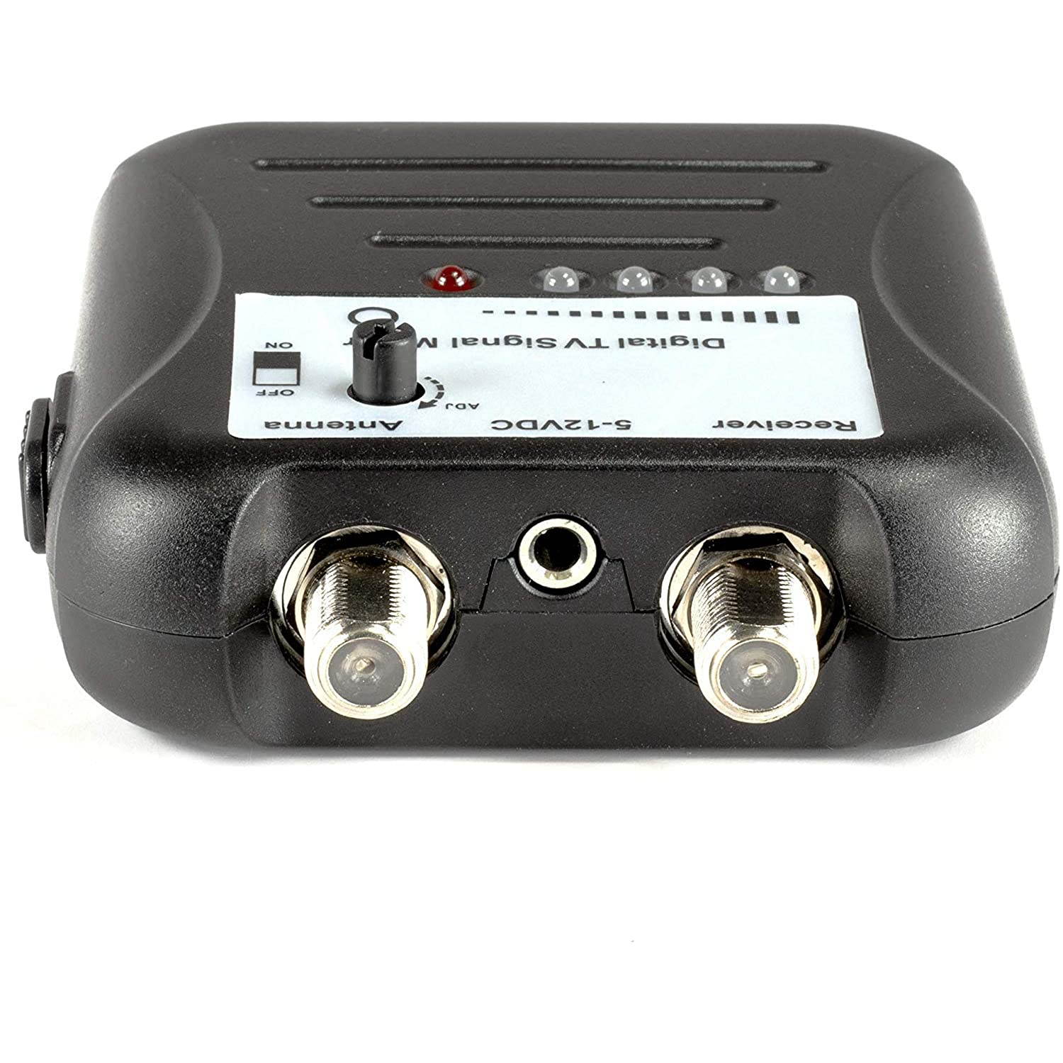 THE CIMPLE CO - Signal Strength Meter with Adjustable Signal Strength | Digital TV OTA Antenna Finder with LED Indicator Display and Coax Cable