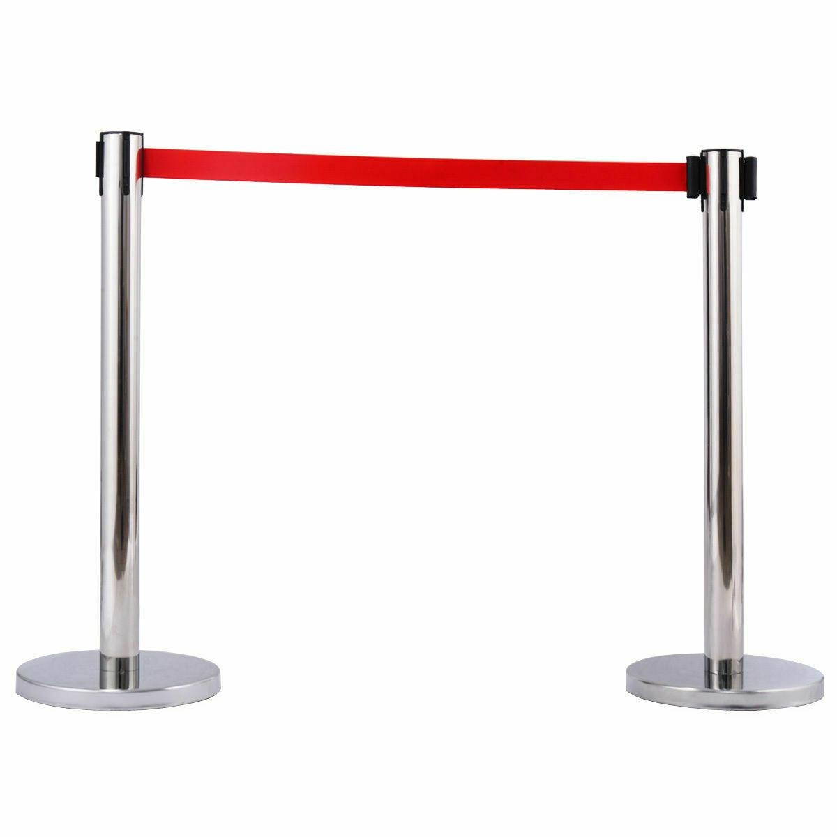 Hot 2/4/6 PACK Stainless Steel Stanchion Posts w/Red Velvet Rope Queue Barrier