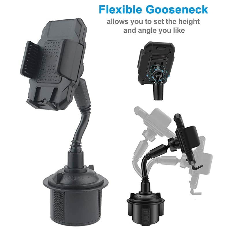 2020 New Cup Holder Phone Mount Universal Adjustable Gooseneck Cup Holder Cradle Car Mount for Cell Phone iPhone XsXSMaxX87 PlusGalaxyHuaweiBlack