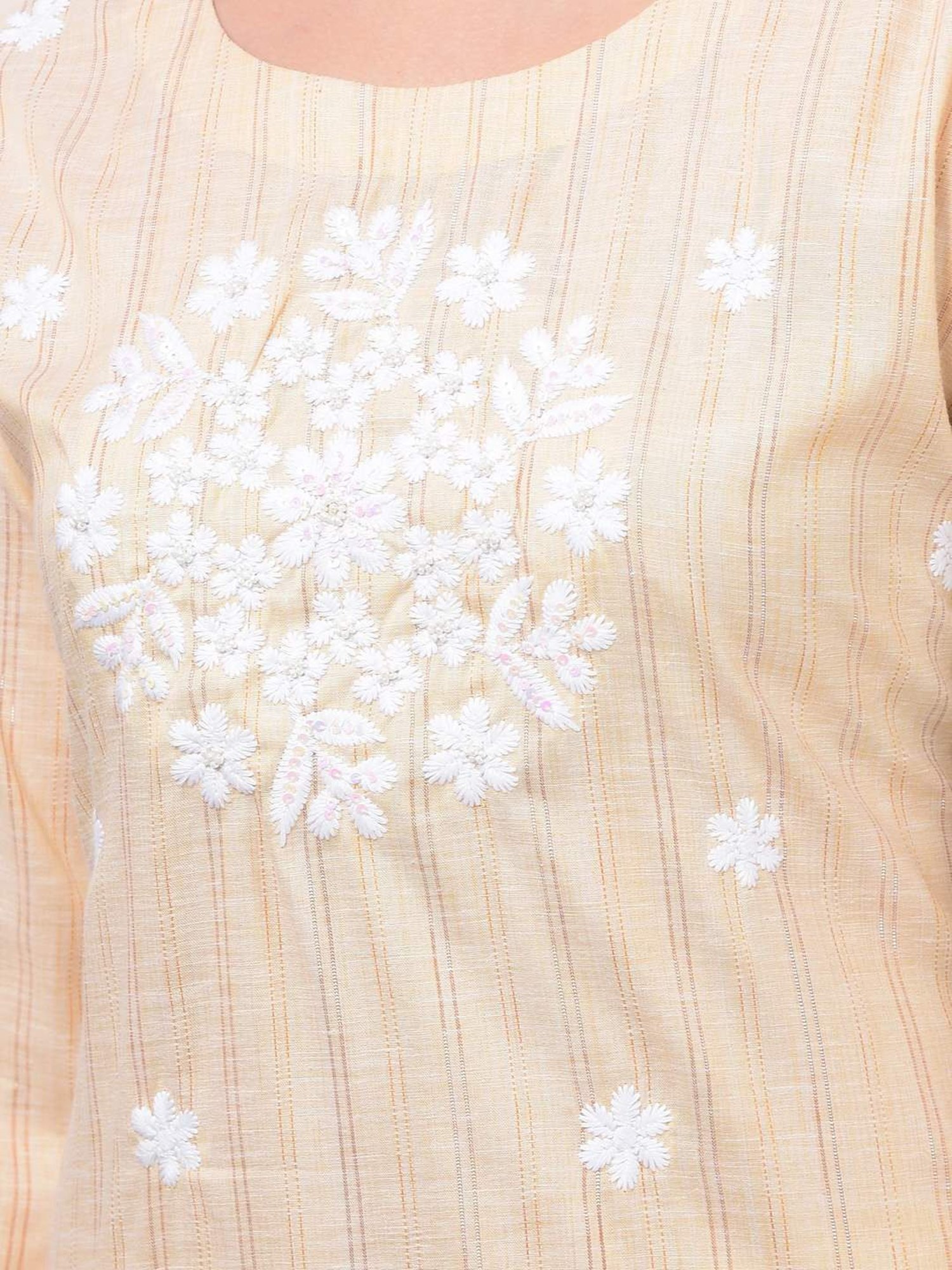 Dollar Missy Beige Embroidered Kurta With Pants