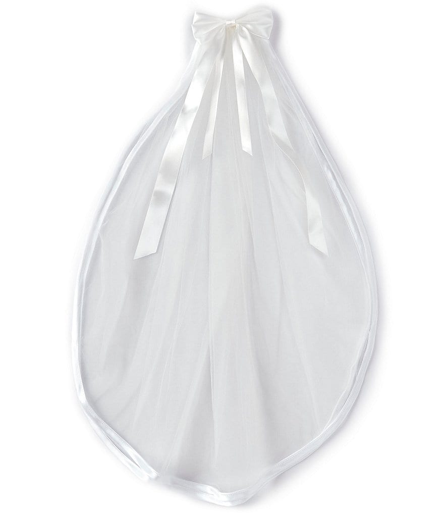 Edgehill Collection Girls Satin Bow Veil Head Piece