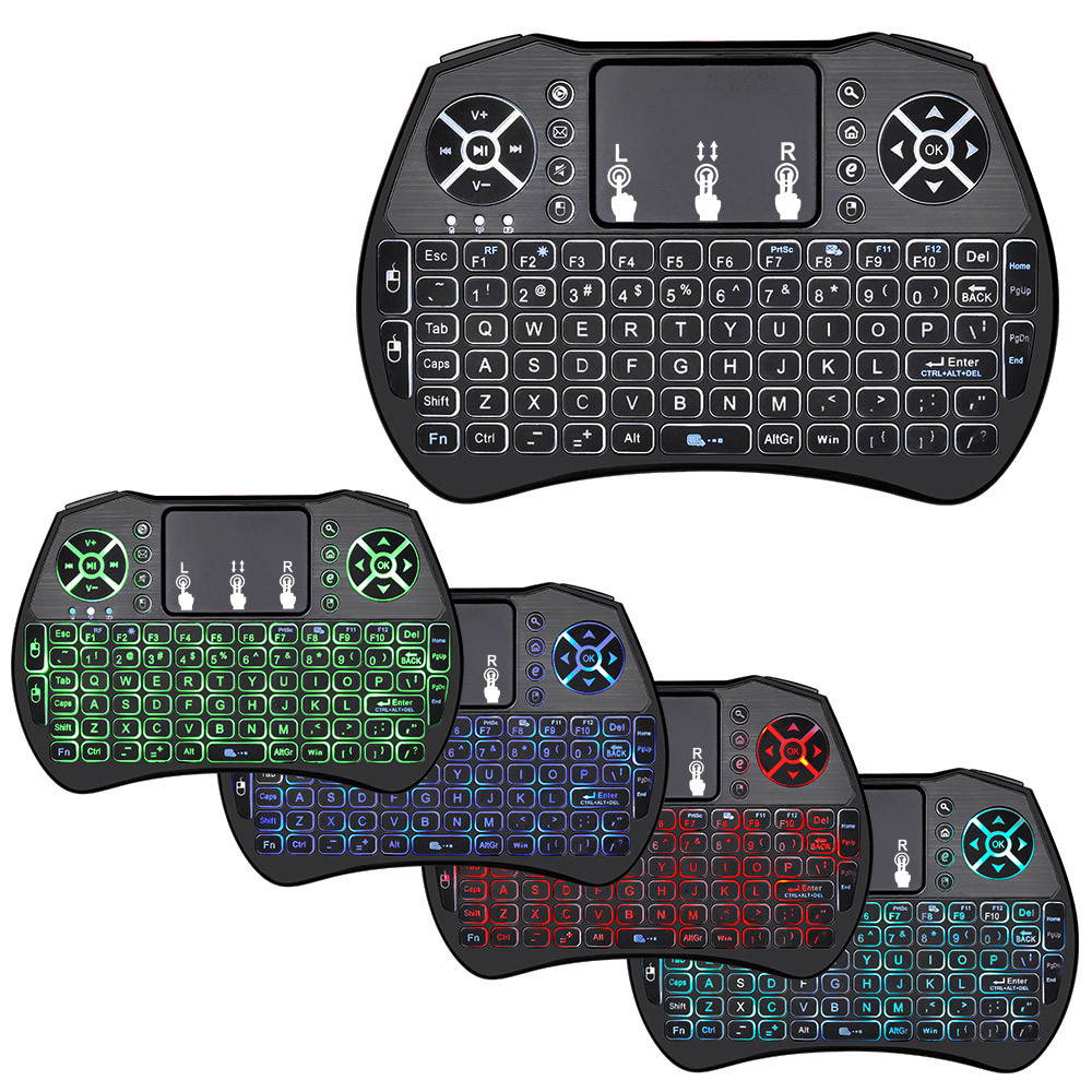 Backlit 2.4GHz Wireless Keyboard Touchpad Mouse Handheld Remote Control 4 Colors Backlight for Android TV BOX Smart TV PC Laptop With lithium battery