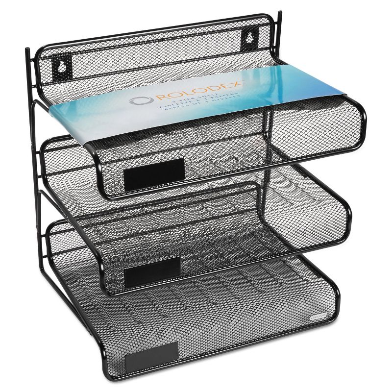 Rolodex Mesh Three-Tier Letter Size Desk Shelf 10 x 7 x 9 3/8 Black 22341