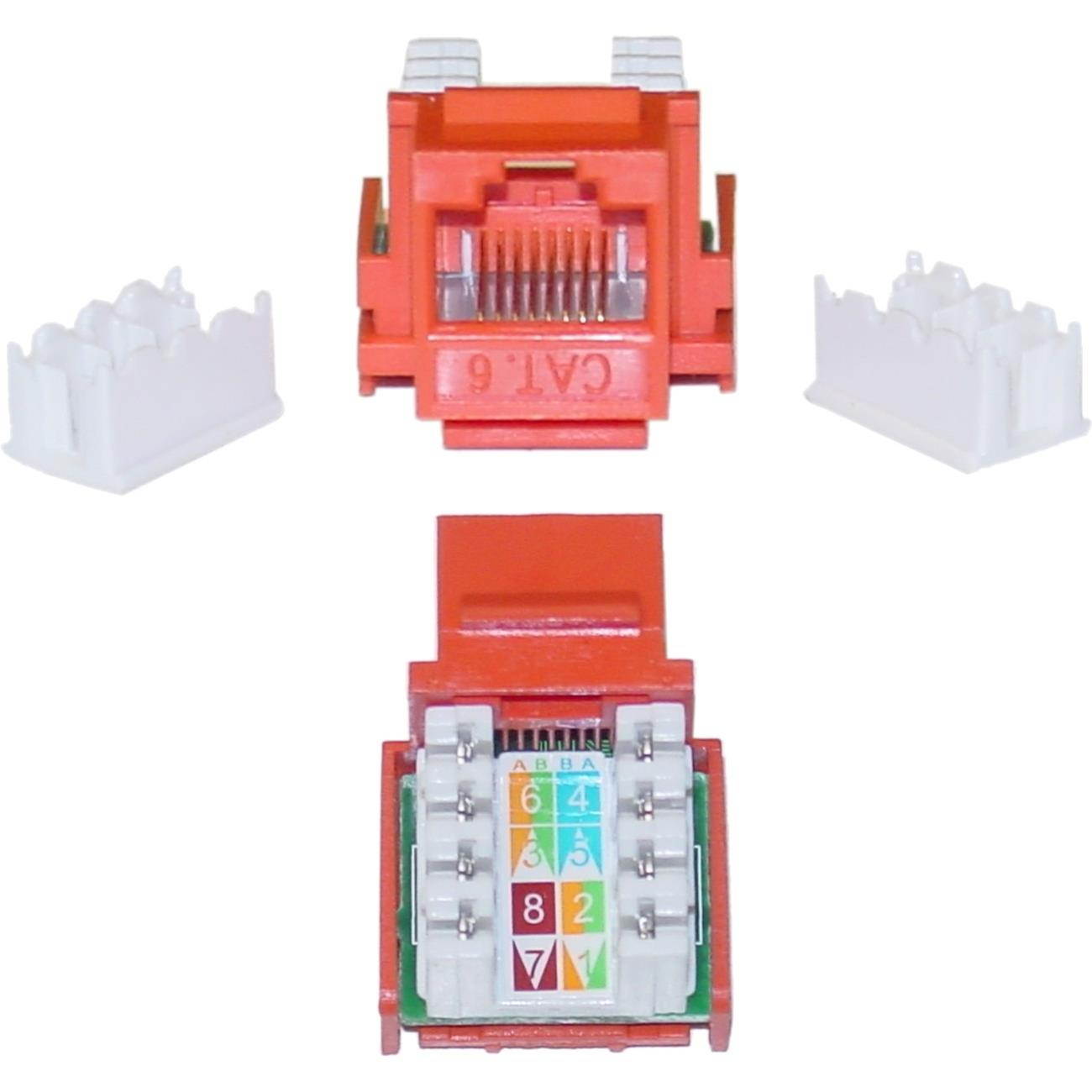 CableWholesale 326-120OR Cat6 Keystone Jack  Orange  RJ45 Female to 110 Punch Down