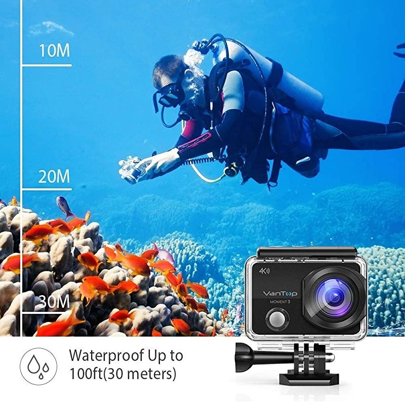 Moment 3 4K Action Camera w Gopro Compatible Carrying Case Remote Control 16MP Sony Sensor 30M Waterproof Camera w Gopro Compatible Accessories 2 Batteries 170&deg; Ultra Wide Angle