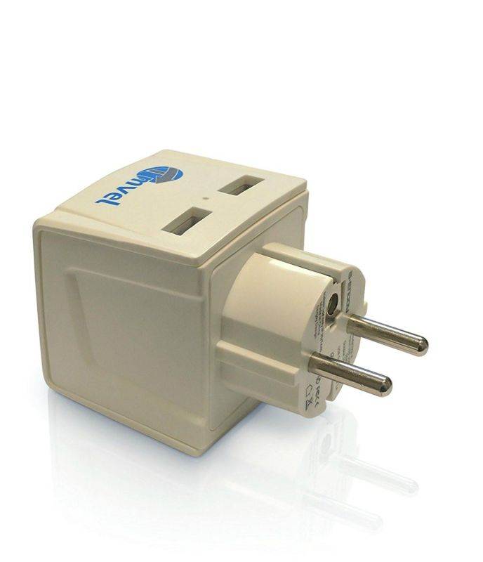 Tmvel 2 USB with Universal Input Schuko Travel Adapter Plug with for Grounded Type E/F for iPhone/iPad, Galaxy & More
