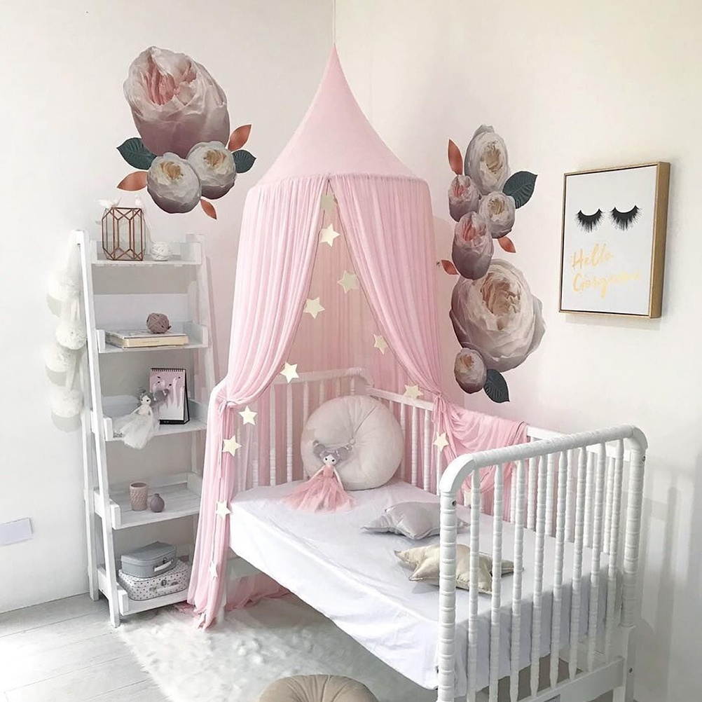 Mosquito Net Canopy Round Dome Bed Curtain Durable Mosquito Net Toddler Crib Netting for Beds Cradles(Grey)