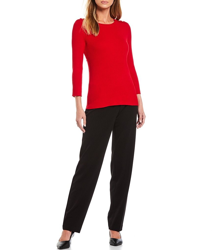 Alex Marie Rosa 3/4 Sleeve Button Front Round Neck Cardigan