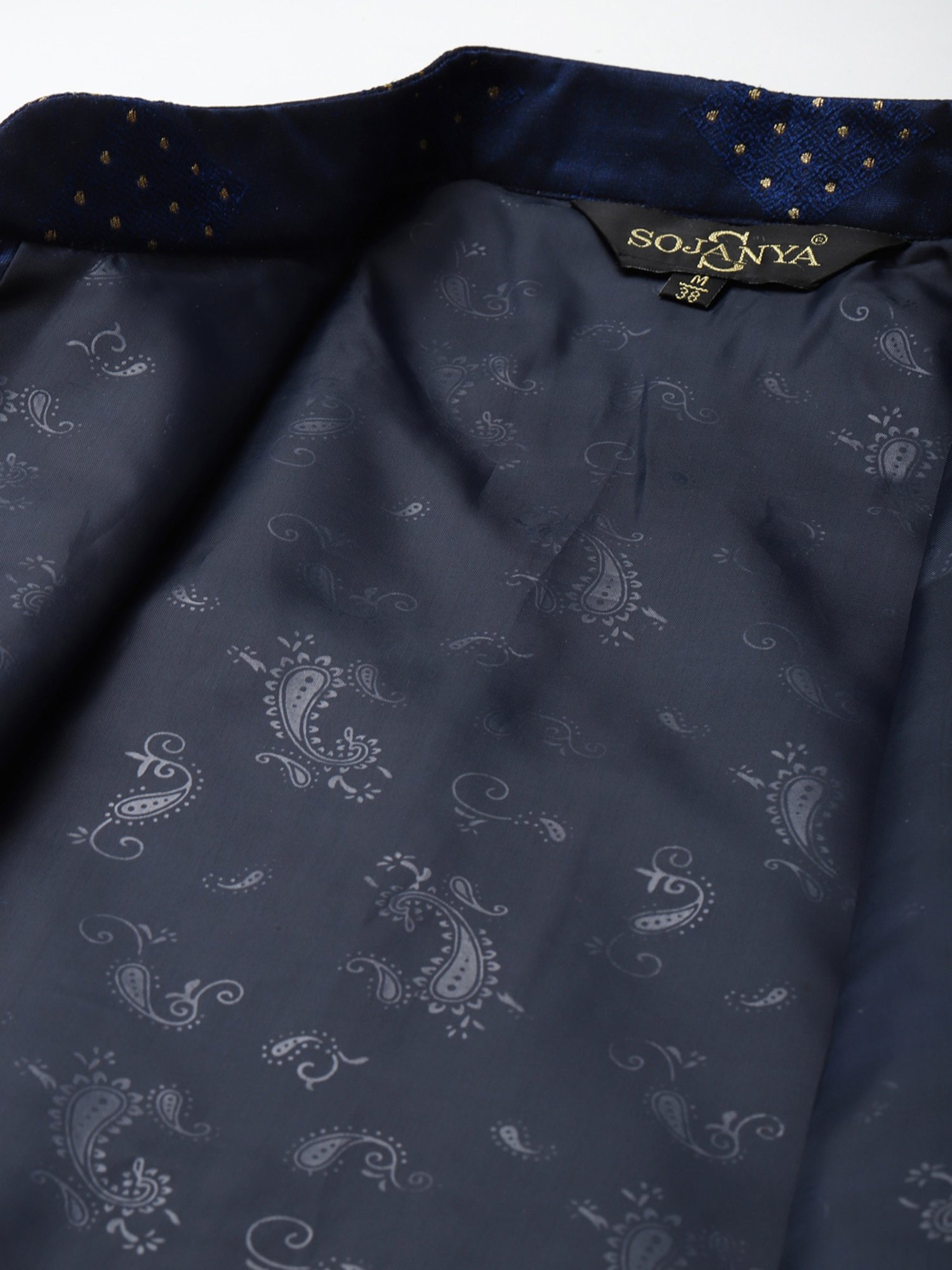 Sojanya Navy Regular Fit Self Pattern Nehru Jacket