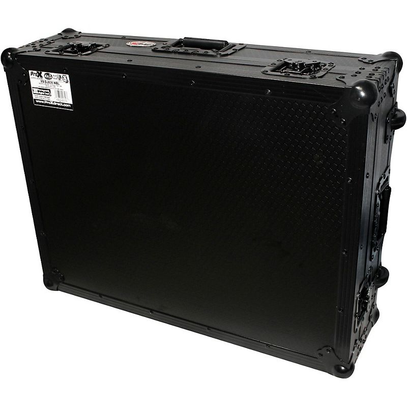 ProX XS-DJ808WBL Black ATA Style Flight Road Case for Roland DJ-808 or Denon MC7000  w/ Wheels Black on Black Black