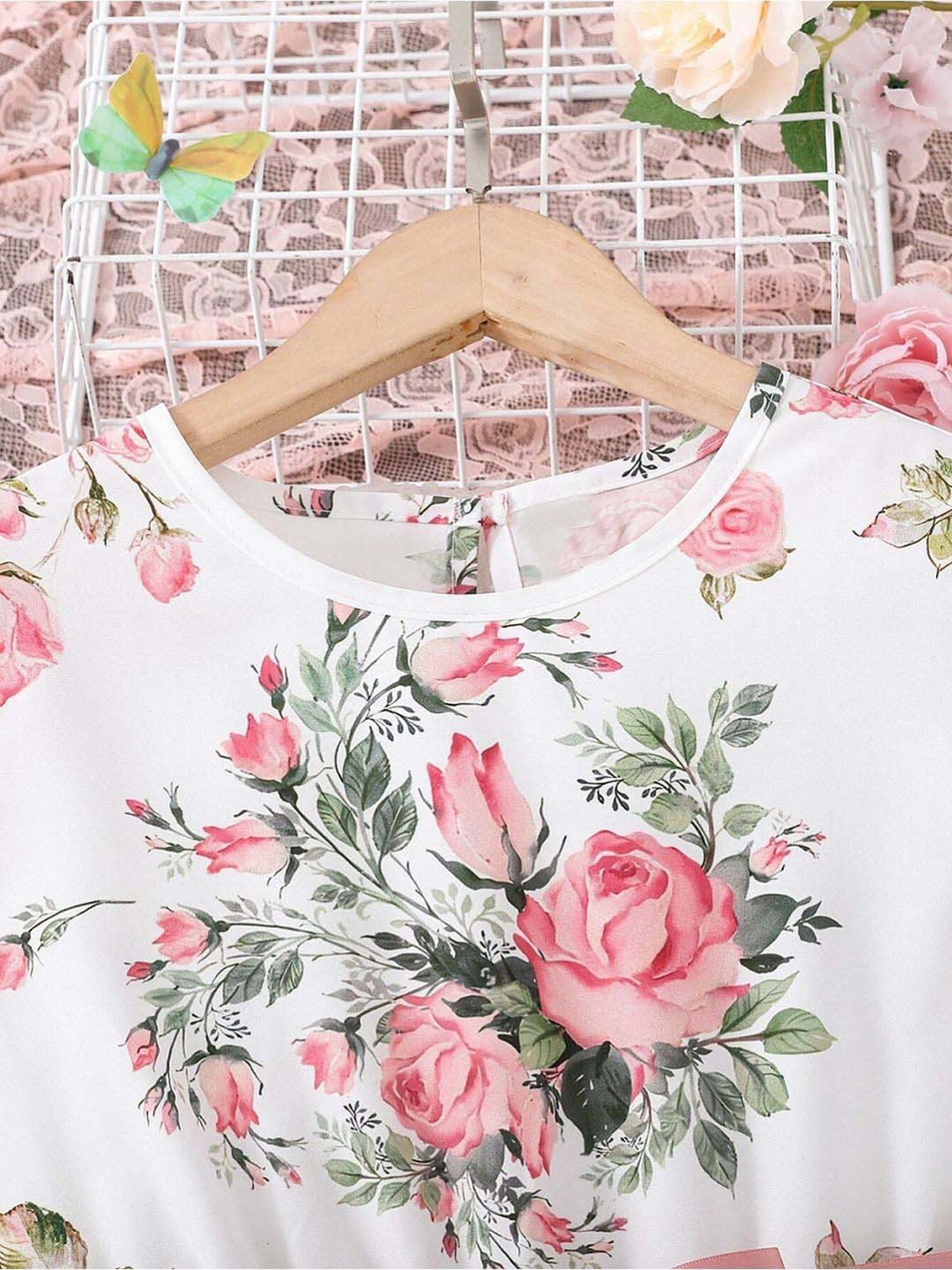 Bolly Lounge Girls Snow White & Pink Floral Dress