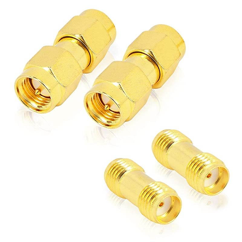 SMA Connectors Kit Antenna Cable Connector SMA Male to Male SMA Female to Female RF Coax Adapter for WiFi Caoxial Extension Cable 4 PCS