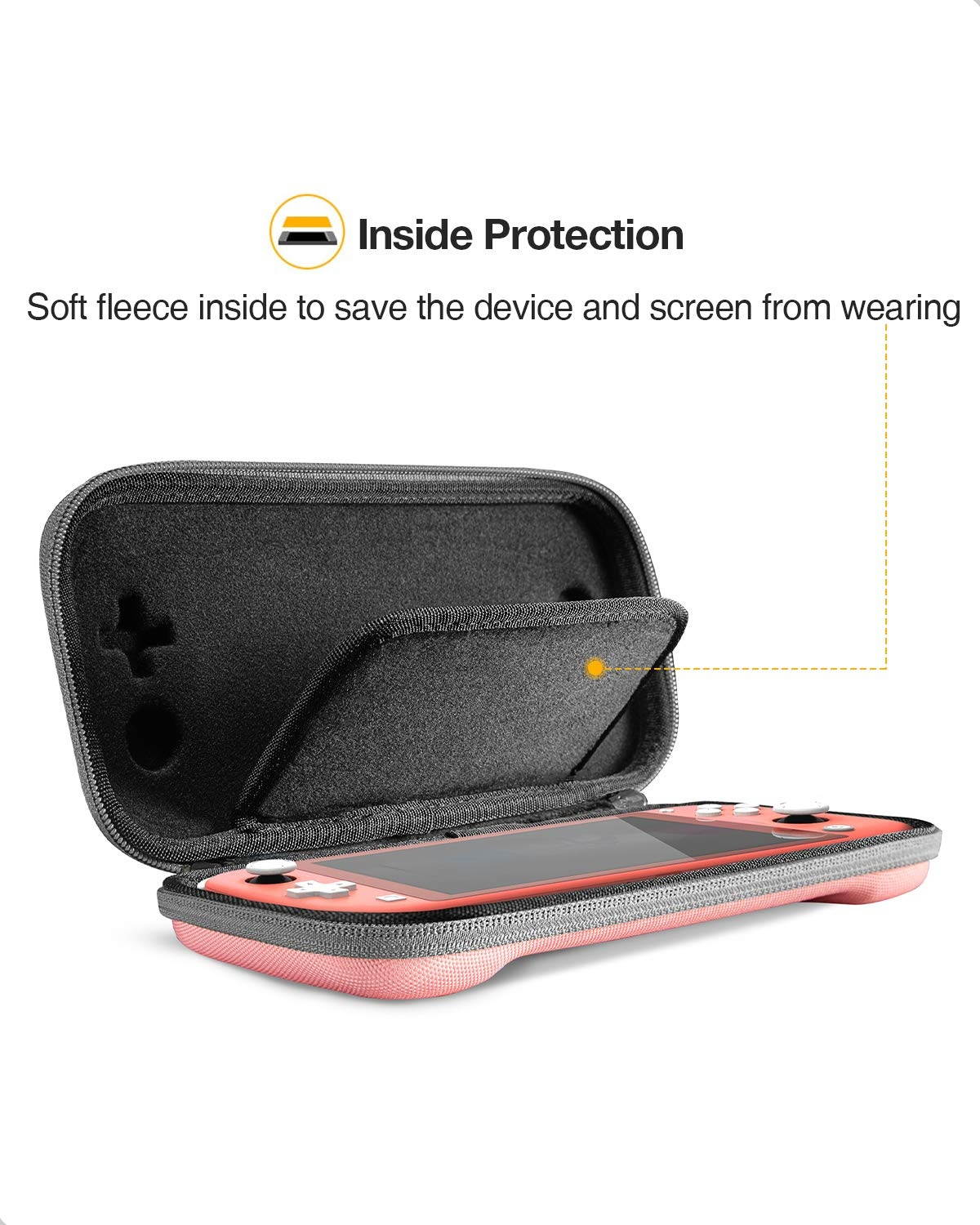 tomtoc Slim Carry Case for Nintendo Switch Lite, Protective Portable Carrying Cases with [Original Patent], Travel Storage Hard Shell with 8 Game Cartridges and Military Level Protection, Coral