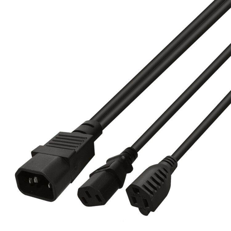 Tekit C14 to C13+NEMA 5-15R Y Splitter Power Plug Cord,Single IEC 320 C14 Male to C13+Nema 5-15R Female Splitter Adapter Cable Cord ,1ft /30mm