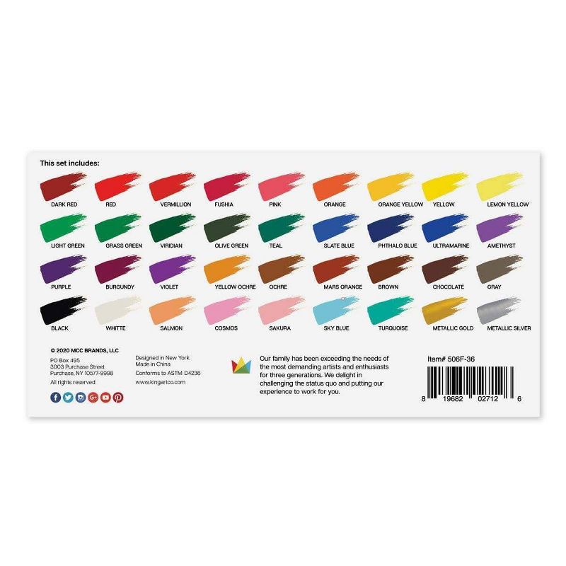 36pc Acrylic Paint Set - Kingart