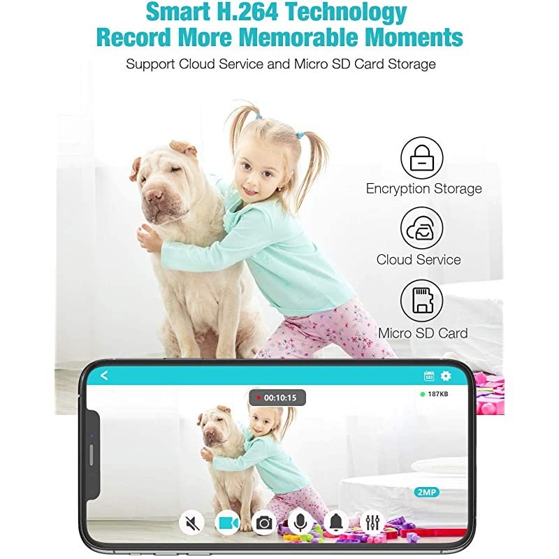 Wireless Security Camera  1080P Wireless Camera with Sound Motion Detection IR Night Vision Home Camera with 2 Way Audio 8X Zoom WiFi Camera Cloud Service Compatible with Alexa