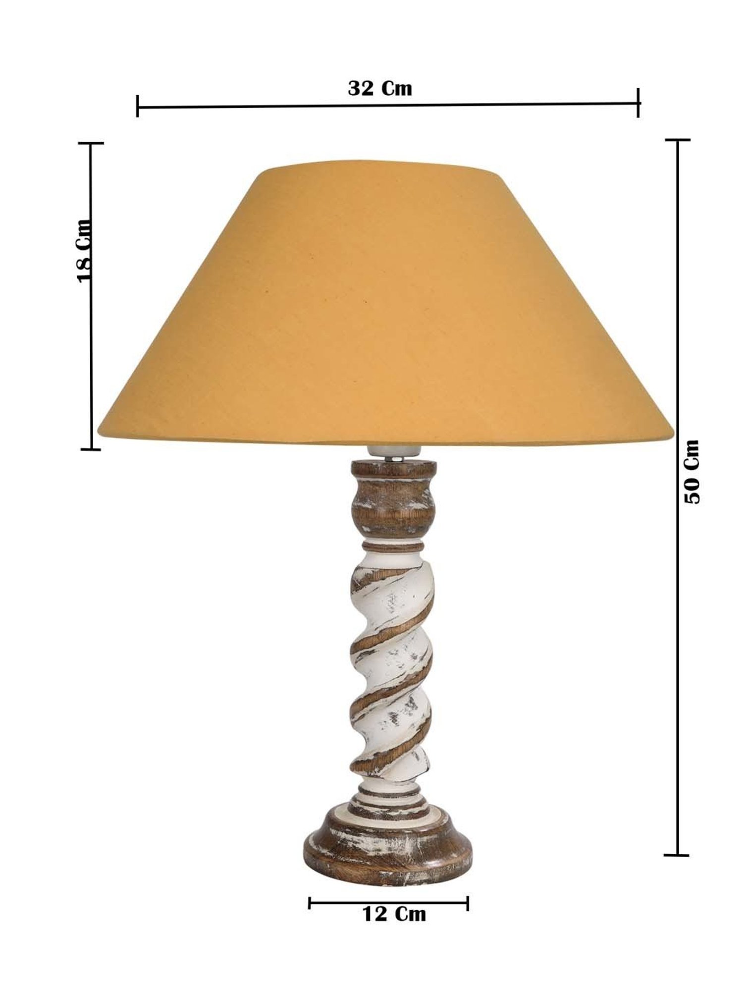 Homesake 'Signature Rustic Rope' Mustard & White Wood Table Lamp with Cone Shade - Set of 1