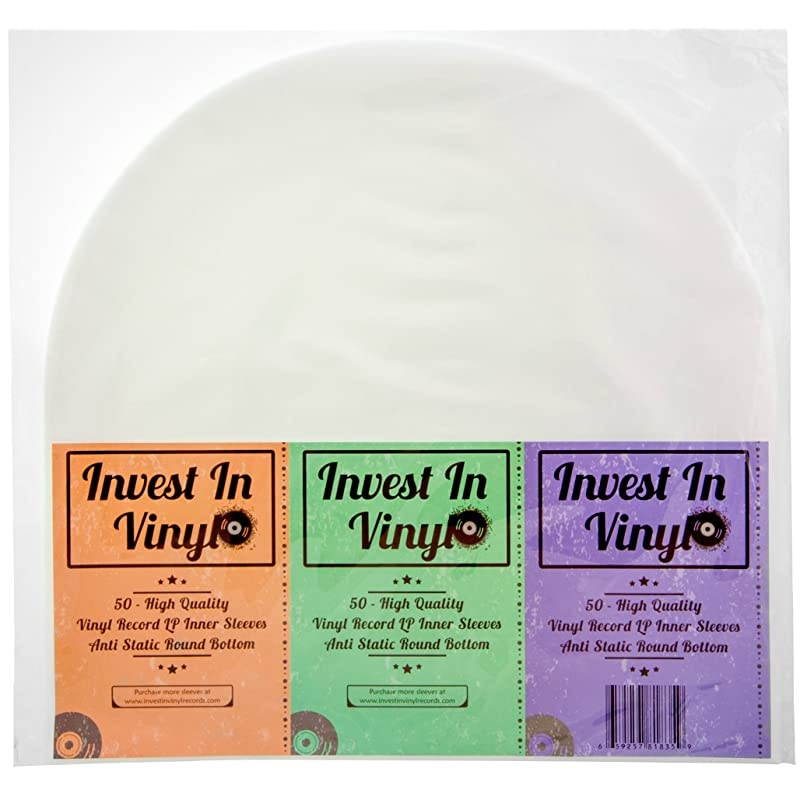 50 LP Inner Sleeves Anti Static Round Bottom 33 RPM 12 Vinyl Record Sleeves Provide Your LP Collection with The Proper Protection