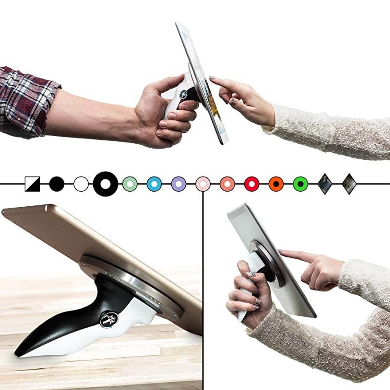 Universal Tablet Stand and Tablet Handle Compatible with iPad Samsung and Most Other Tablets WhiteBlack