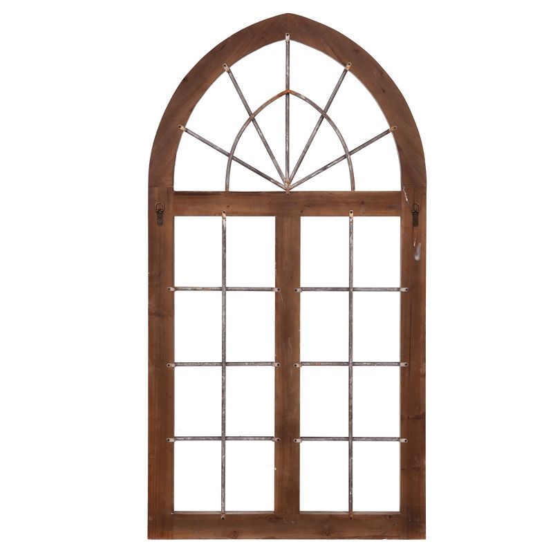 53"x28" Distressed Arched Cathedral Window Frame Wall Gray - Patton Wall Decor
