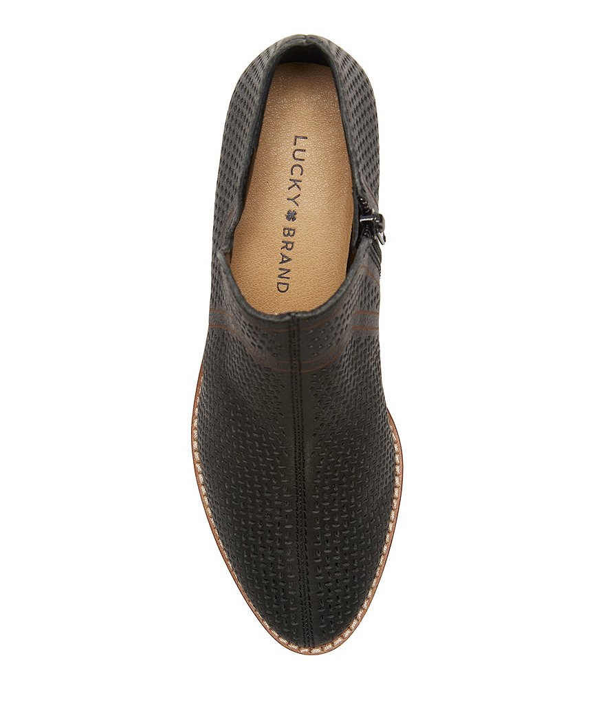 Lucky Brand Feyan Perforated Leather Block Heel Booties